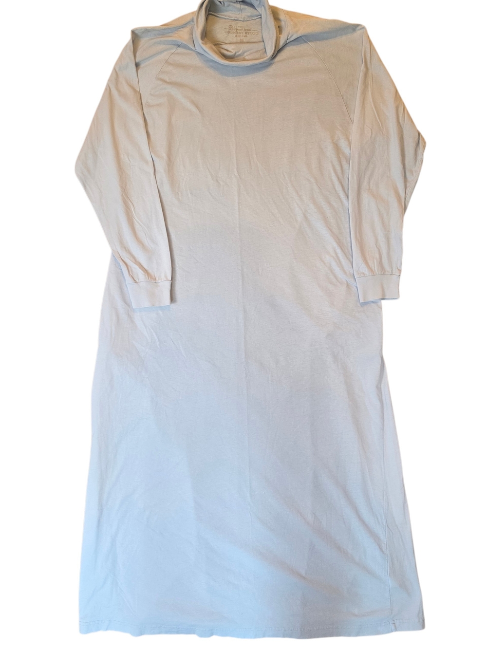 The Vermont Country Store Long-Sleeve Knit Turtleneck Nightgown Medium Blue